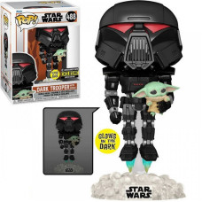 Фигурка Funko Pop Star Wars Mandalorian - Dark Trooper with Grogu / Фанко Поп Звёздные войны Мандалорец - Тёмный солдат и Грогу