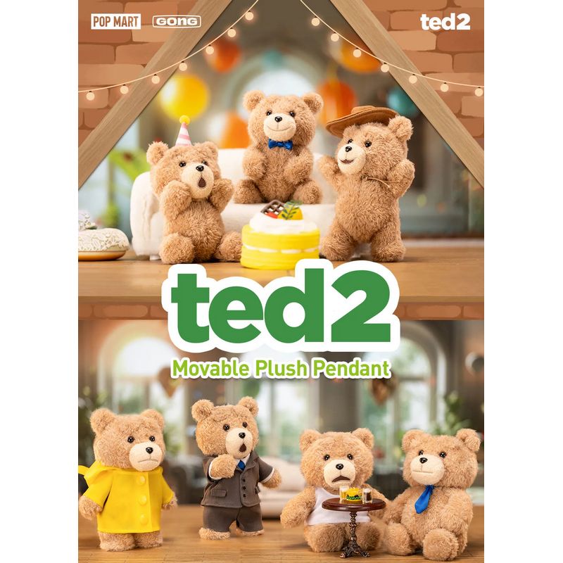 Коллекционная фигурка Pop Mart Ted 2 Teddy Bear Action Plush Pendant Blind Box