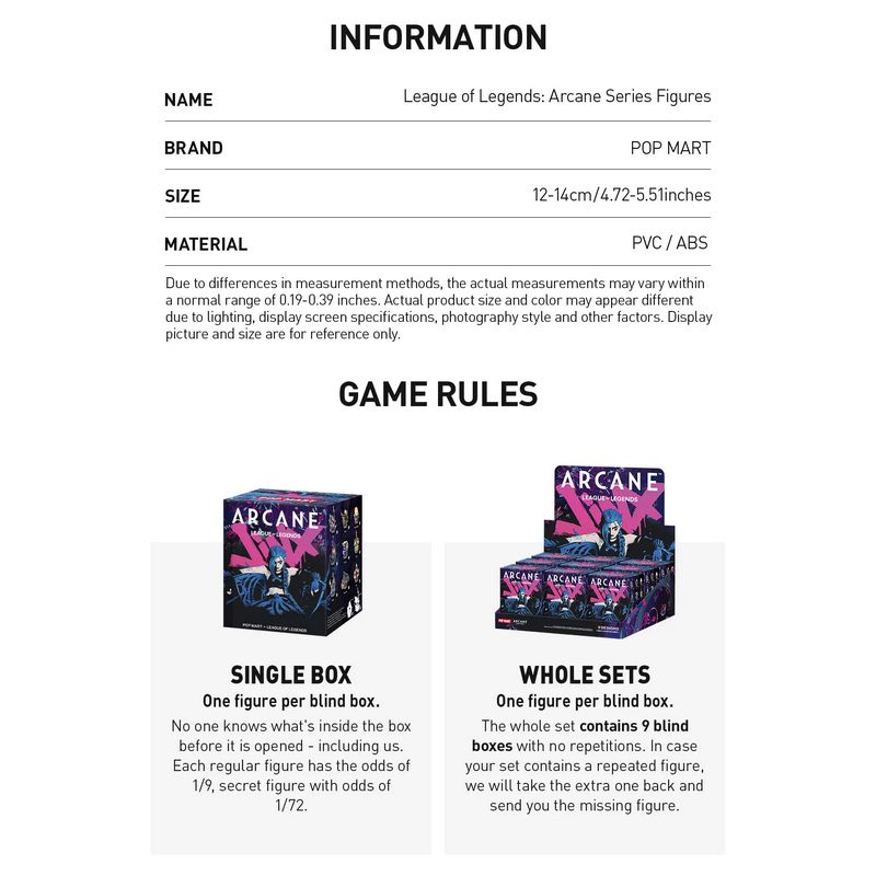 Коллекционная фигурка Pop Mart Arcane League of Legends Series Blind Box
